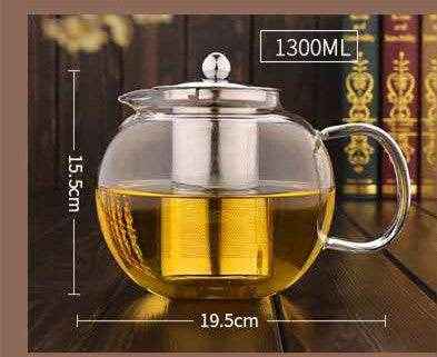 Heat-Resistant Glass Teapot with Floral Design