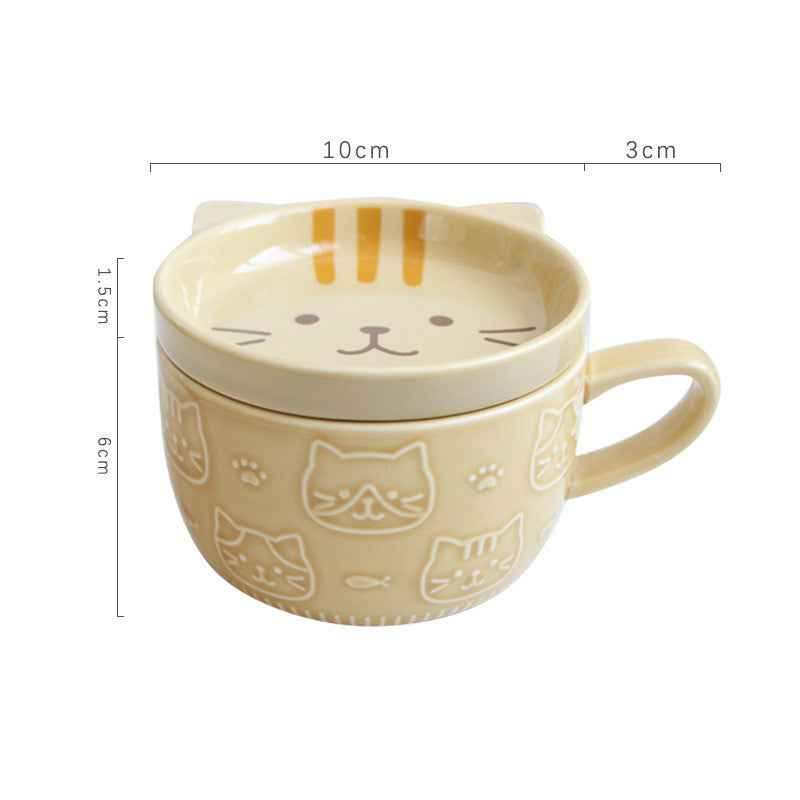 Ceramic Cat Mug — Cute Japanese-Style Breakfast Cup