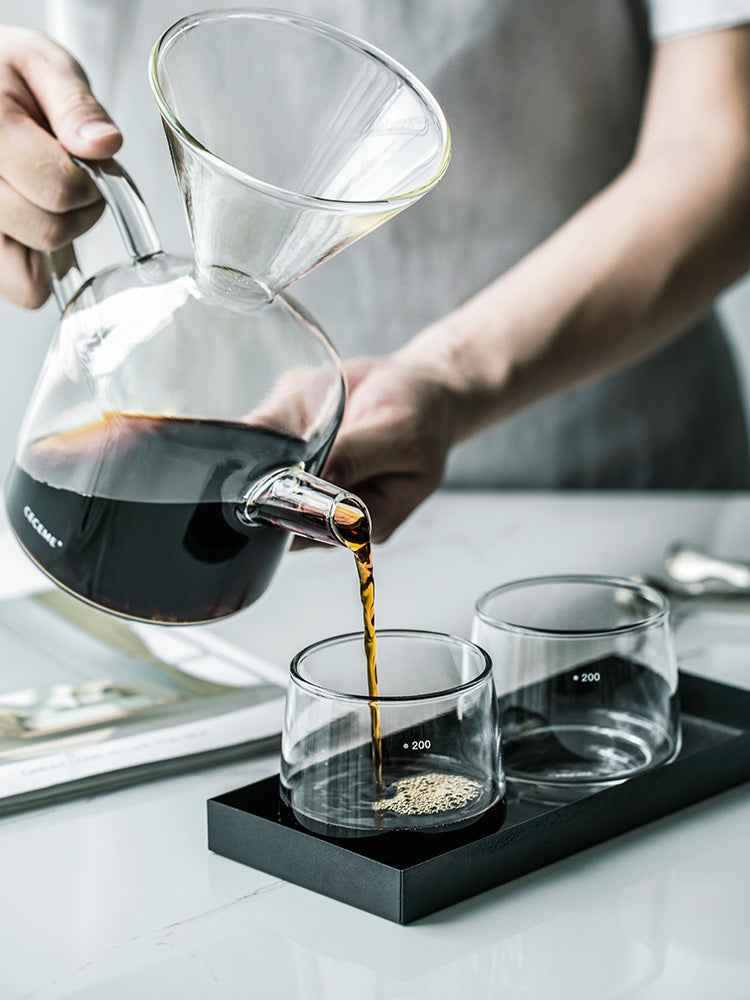 pour-over coffee set with borosilicate glass and reusable filter