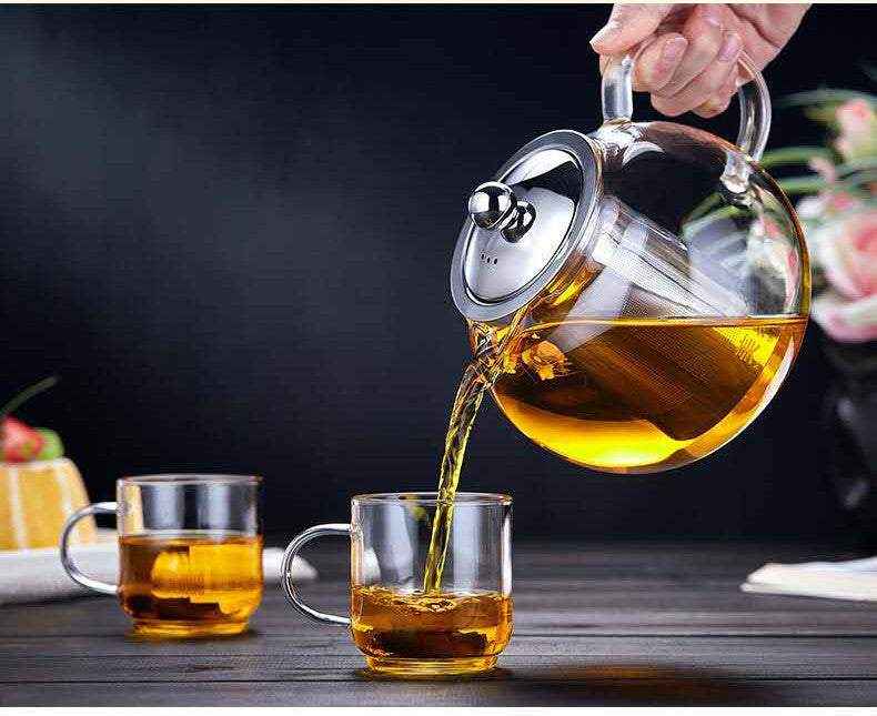 Heat-Resistant Glass Teapot with Floral Design