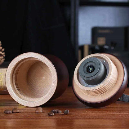 Solid Wood Hand Coffee Grinder — Manual Burr Grinder for Pour-Over & French Press