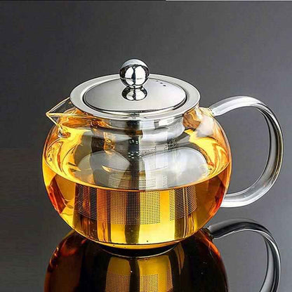 Heat-Resistant Glass Teapot with Floral Design