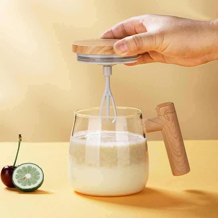 Self-Stirring Glass Coffee Mug — 400ml Borosilicate