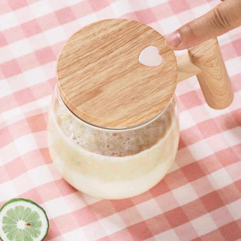 Self-Stirring Glass Coffee Mug — 400ml Borosilicate