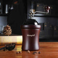 Solid wood hand coffee grinder with manual burr for pour-over and French press brewing