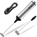 Electric Milk Frother in stainless steel for creamy coffee foam, compact and durable, by The Modern Pantry
