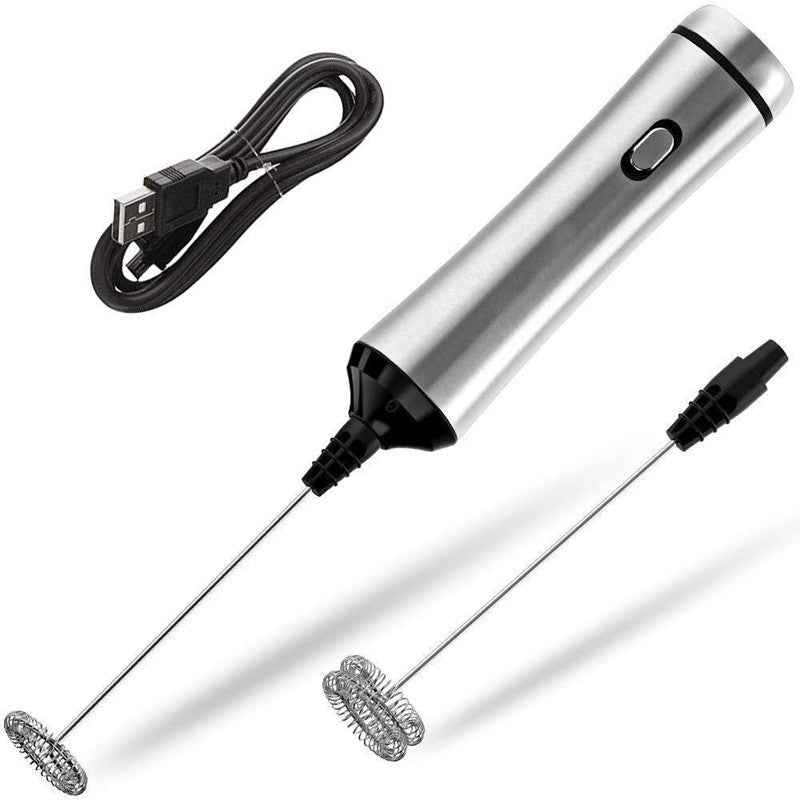 Electric Milk Frother in stainless steel for creamy coffee foam, compact and durable, by The Modern Pantry