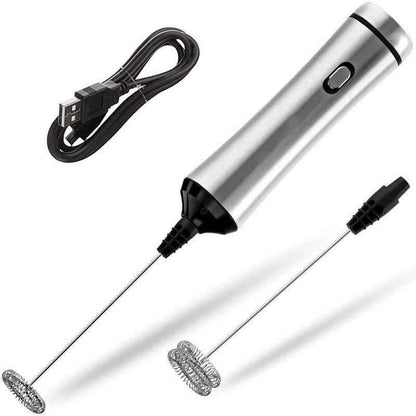 Electric Milk Frother in stainless steel for creamy coffee foam, compact and durable, by The Modern Pantry