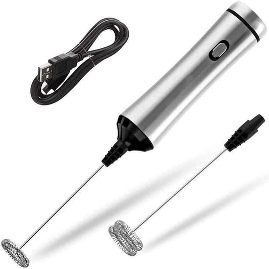 Electric Milk Frother in stainless steel for creamy coffee foam, compact and durable, by The Modern Pantry
