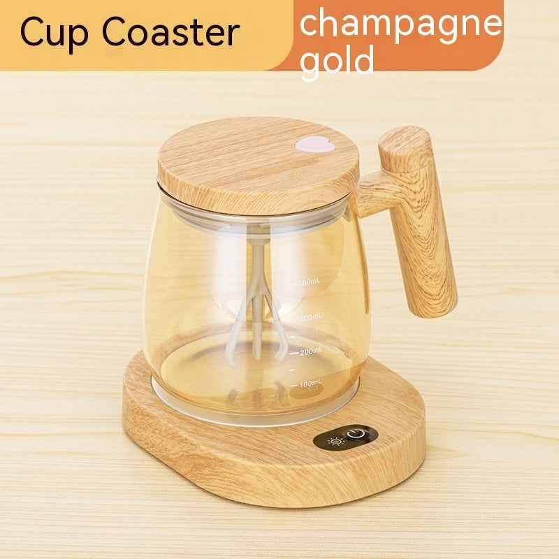 Self-Stirring Glass Coffee Mug — 400ml Borosilicate