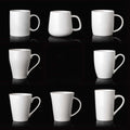 Collection of premium ceramic coffee cups with modern minimalist design in various styles and sizes
