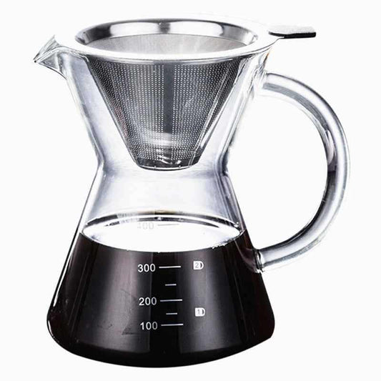 400ml borosilicate glass pour-over coffee maker with minimalist design and heat-resistant clear glass