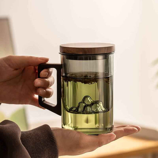 Glass Tea Cup with Built-In Infuser | Heat-Resistant Borosilicate