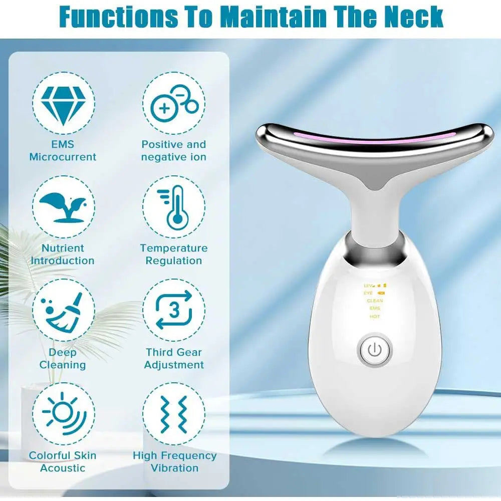 LED Facial & Neck Massager with EMS and Warming Care