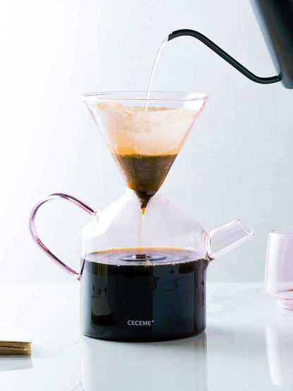 Elegant borosilicate glass pour-over coffee set with reusable filter