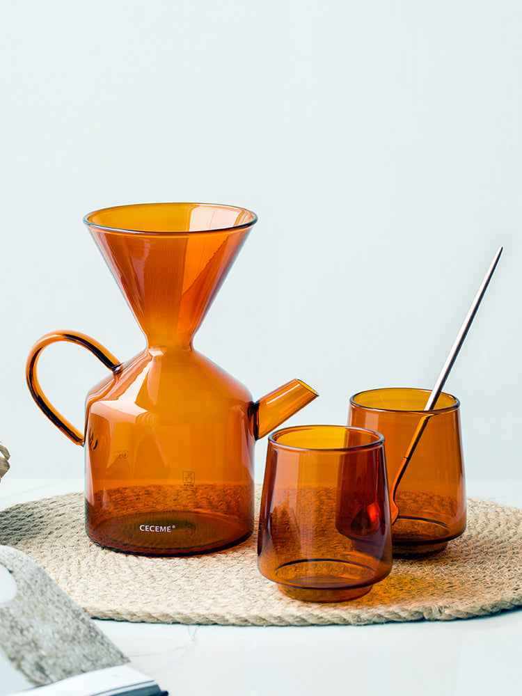 Pour-over coffee set with borosilicate glass dripper and reusable filter