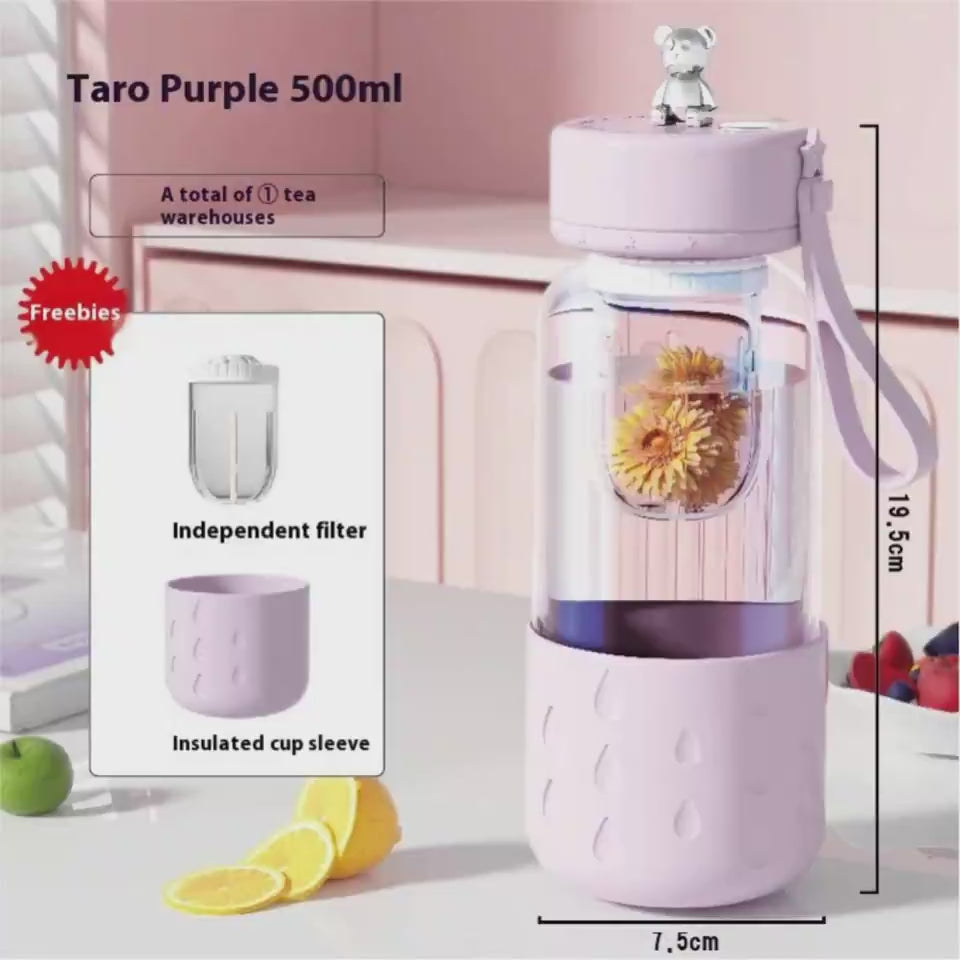 Magnetic Glass Tea Infuser Tumbler